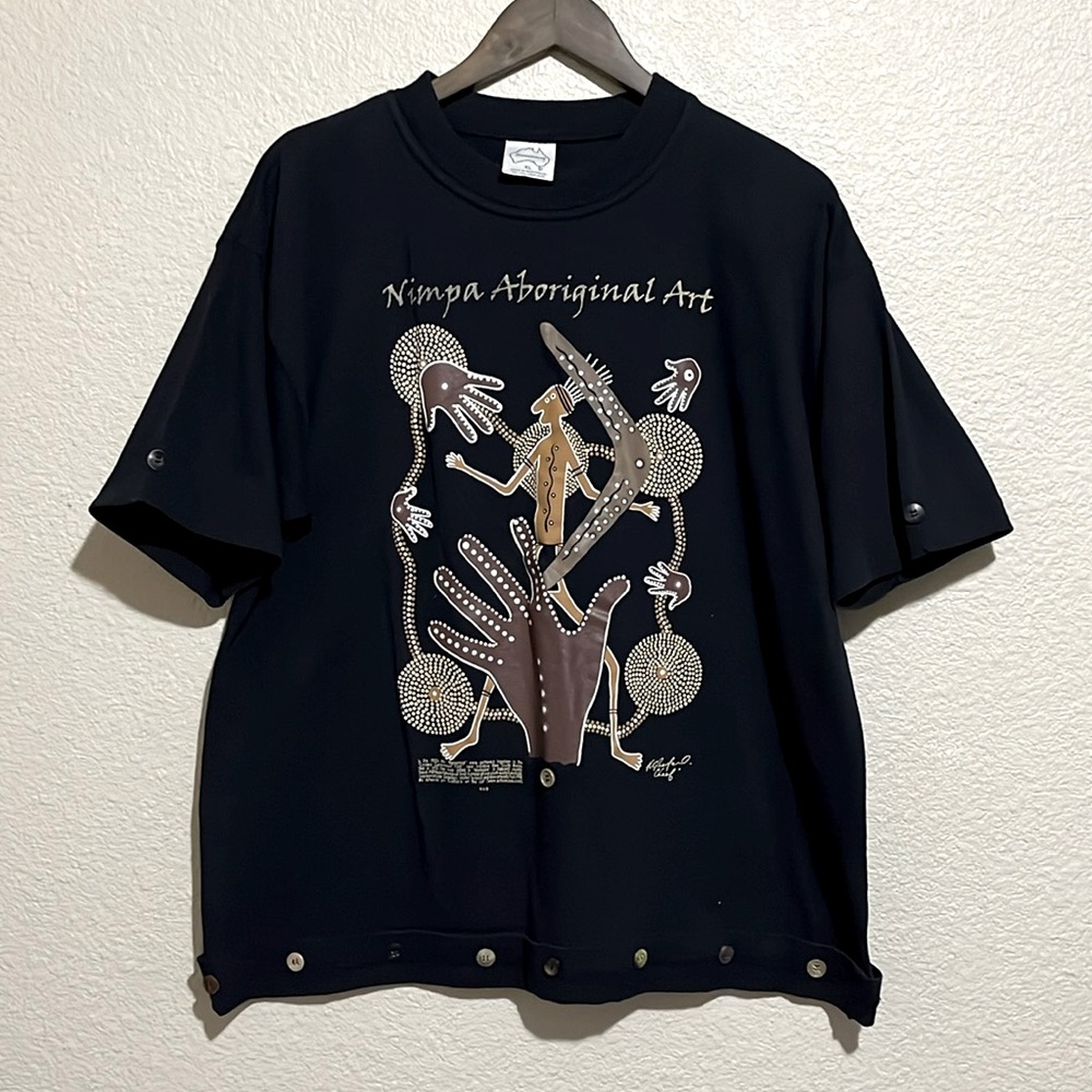 Nimpa Aboriginal Art Shirt - Black - Size XL - Made in Australia